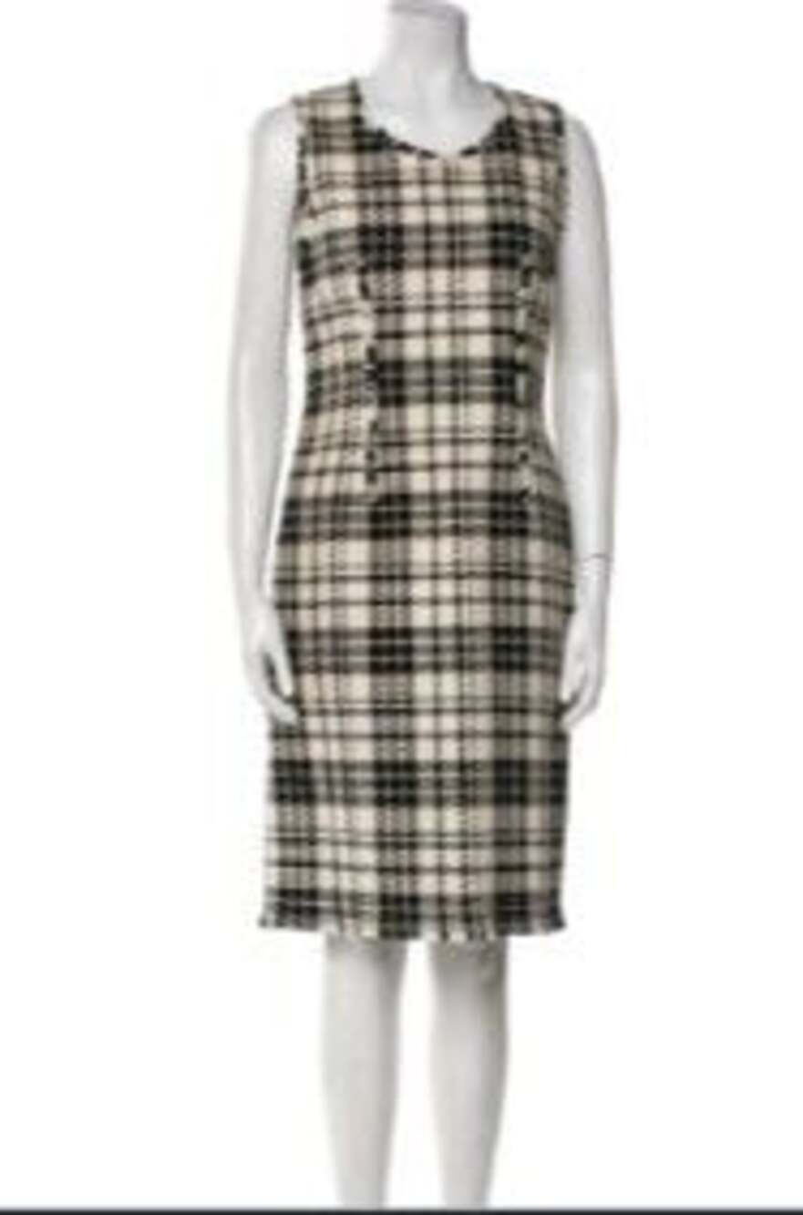 Louis Vuitton Black & White Plaid Cotton Mini Dress Size 36 FR Made In France